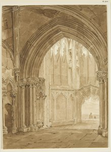 Wnętrze ganku północnego St Mary Redcliffe autorstwa Frederick Mackenzie