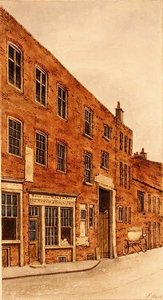 Bull and Mouth Inn, St. Martin le Grand autorstwa Frederick Nash
