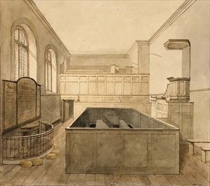 Kaplica, więzienie Newgate (akwarela) autorstwa Frederick Nash