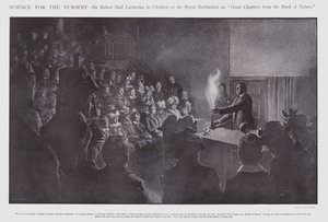Sir Robert Ball wykłada dzieciom w Royal Institution (lito) autorstwa Frederick Pegram