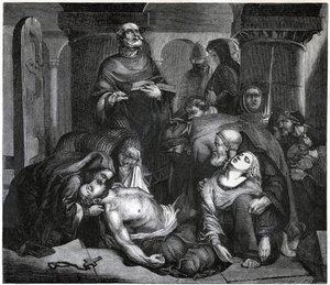Pogrzeb Harolda w opactwie Waltham, 1847 autorstwa Frederick Richard Pickersgill