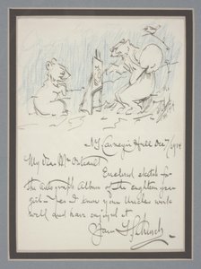List z autografem ze szkicem autorstwa Frederick Stuart Church