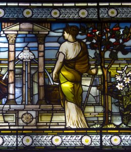 Londyn, Thomas Goode Showroom, South Audley Street, GE Cooke, przypisywany Frederick Vincent Hart (1843-1914), Klasyczne panienki w ogrodzie, 1876