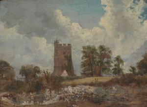 Krajobraz z kościołem autorstwa Frederick W. Watts