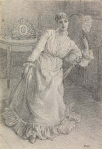 Panna Maria Ansdell (ołówek na papierze ułożony na karcie) autorstwa Frederick Walker