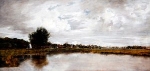 Rzeka Yare w Thorpe, niedaleko Norwich, c.1820-21 (olej na płótnie) autorstwa Frederick Waters Watts