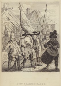 City Trained Bands: satyra na milicje związane z City of London i panika wywołana przez Rebelię Jakobitów 1745 (rycina) autorstwa Frederick William Fairholt