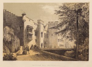 Brougham Hall, Westmoreland (akwatinta) autorstwa Frederick William Hulme
