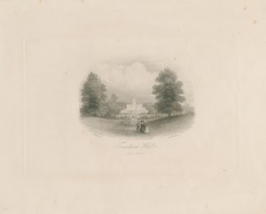 Trentham Hall: grawerowanie (winietowane), bd [ok. 1843] (druk) autorstwa Frederick William Hulme