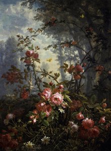 Studium róż i motyli Obraz Ernesta Ludolfa Meyera (1848-1922 Niemcy) Kolekcja prywatna autorstwa Frederick William Meyer