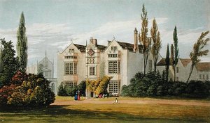 Burford Priory, z „Repozytorium Sztuki” Ackermanna, wydana ok. 1826 r. (litografia kolorowa) autorstwa Frederick Wilton Litchfield (after) Stockdale