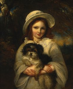 Portret dziewczynki z psem autorstwa Frederick Yeates Hurlstone