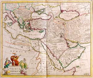 Włochy, Półwysep Bałkański, Turcja, Liban, Syria, Izrael, Jordania, Irak, Półwysep Arabski, Iran autorstwa Frederick de Wit