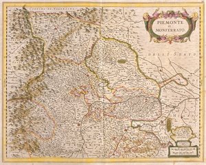 Mapa Piemontu (Włochy) (akwaforta autorstwa Frederick de Wit