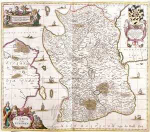 Mapa Scany (Szwecja) (akwaforta autorstwa Frederick de Wit