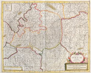 Mapa Szwabii (Niemcy) (akwaforta autorstwa Frederick de Wit