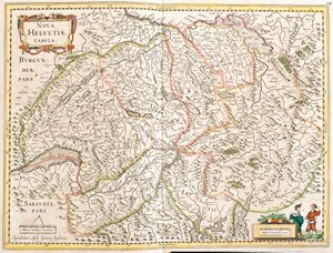 Mapa Szwajcarii (akwaforta autorstwa Frederick de Wit