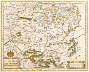 Mapa Turyngii (Niemcy) (akwaforta autorstwa Frederick de Wit