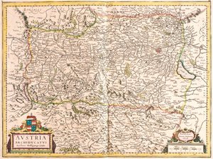 Mapa arcyksięcia Austrii (akwaforta autorstwa Frederick de Wit