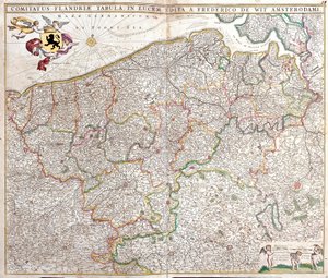 Mapa hrabiego Flandrii (Francja i Belgia) (akwaforta autorstwa Frederick de Wit