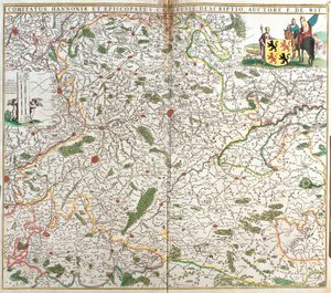 Mapa hrabiego Hainaut (Hainau) (Belgia) i Eveche z Cambresis (Francja) (akwaforta autorstwa Frederick de Wit