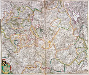 Mapa Księstwa Brabancji (Belgia, Holandia) (akwaforta) autorstwa Frederick de Wit