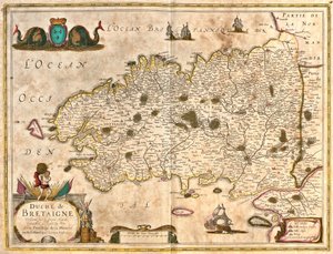 Mapa Księstwa Bretanii (Francja) (akwaforta)