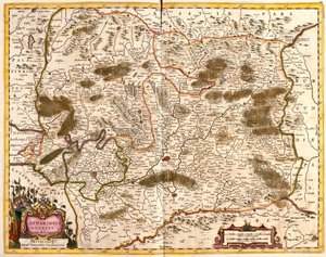 Mapa Księstwa Lotaryngii (Francja) (akwaforta) autorstwa Frederick de Wit