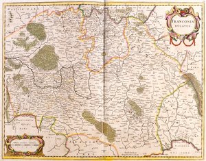 Mapa księcia Frankonii (Niemcy) (akwaforta) autorstwa Frederick de Wit