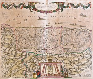 Mapa Ziemi Świętej (Izrael, Palestyna) (akwaforta