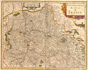 Mapa Ile de France (Francja) (akwaforta autorstwa Frederick de Wit