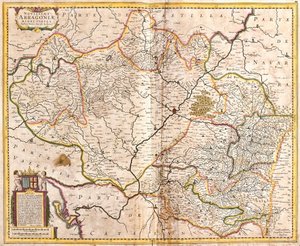 Mapa Królestwa Aragonii (Hiszpania) (akwaforta autorstwa Frederick de Wit