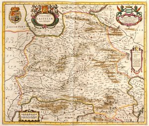 Mapa Królestwa Kastylii (Hiszpania) (akwaforta autorstwa Frederick de Wit