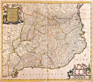 Mapa księstwa Katalonii (Hiszpania) (akwaforta autorstwa Frederick de Wit