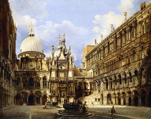 Dziedziniec Pałacu Dożów, Wenecja, 1841 autorstwa Frederico Moja