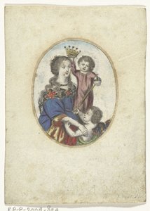 Madonna z Dzieciątkiem i aniołem w owalu autorstwa Frederik Bouttats (de Jonge) (attributed to)