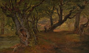Widok na las Bregentved, Sjaelland, połowa lat 30. XIX wieku. autorstwa Frederik Sødring