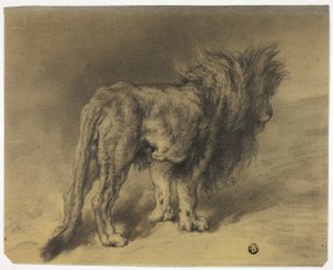 Stojący lew z kudłatą grzywą autorstwa Frederik William Zurcher