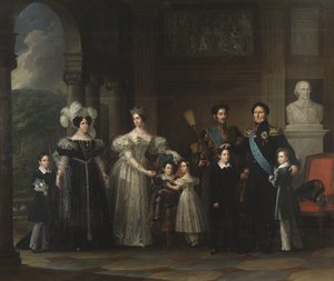 Rodzina Bernadotte (monarchia szwedzko-norweska): Oskar I (1799-1859), Desiree Clary (1777-1860), Josephine de Leuchtenberg (1807-1867), Karol XV (1826-1872), Oskar II (1829-1907) , Karol XIV Jean (1763-1844), Książę Gustaw (1827-1852) i Książę