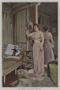 Anna Thibault, francuska piosenkarka w La Scali w Paryżu, w domu (kolorowe zdjęcie) autorstwa French Photographer
