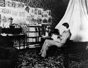 Aubrey Beardsley w hotelu Cosmopolitan, Menton, Francja, 1898 autorstwa French Photographer