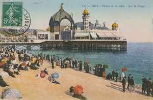 Plaża i Palais de la Jetee, Nicea. Pocztówka wysłana w 1913 roku. autorstwa French Photographer