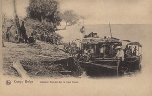 Kongo Belgijskie, parowiec Hainaut na wysokiej rzece autorstwa French Photographer
