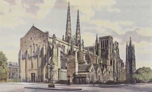 Bordeaux, Cathedrale St-Andre, ensemble S E i Tour Pey-Berland autorstwa French Photographer