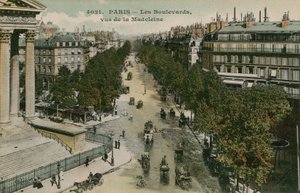 Bulwary Paryża, widziane z Boulevard de la Madeleine. Pocztówka wysłana w 1913 roku. autorstwa French Photographer