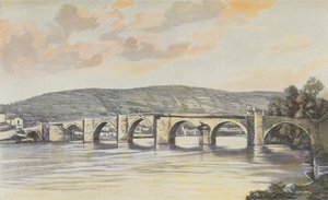 Cahors, kompleks Pont Neuf (14. C), Widok w górę rzeki na prawy brzeg autorstwa French Photographer