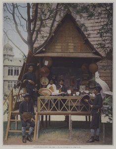 Chata kambodżańska na Exposition Universelle 1900, Paryż (kolorowe zdjęcie) autorstwa French Photographer