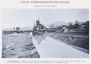 Panama Interoceanic Canal, Culebra Works (zdjęcie czarno-białe) autorstwa French Photographer