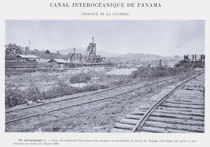 Panama Interoceanic Canal, Culebra Works (zdjęcie czarno-białe) autorstwa French Photographer