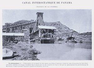 Panama Interoceanic Canal, Culebra Works (zdjęcie czarno-białe) autorstwa French Photographer